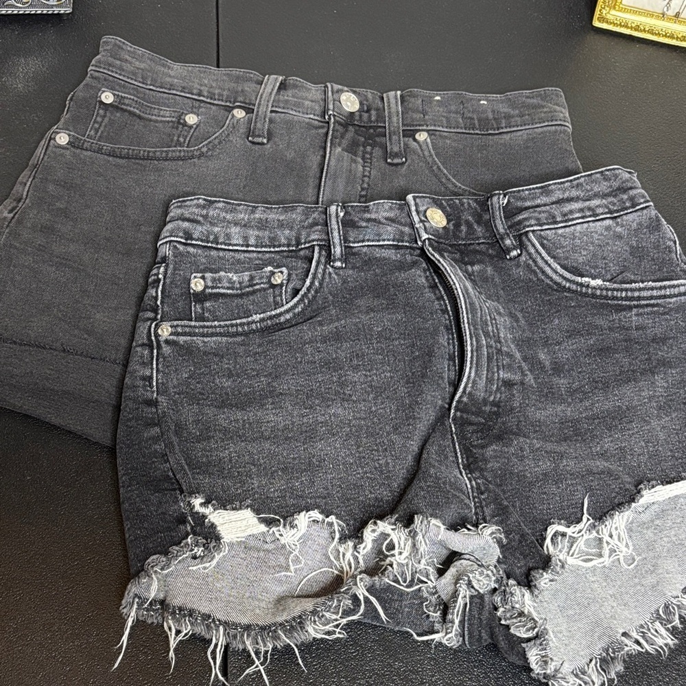 Bundle of 2 Madewell Black Denim Jean Shorts Zara High Rise Shorts Size 28
